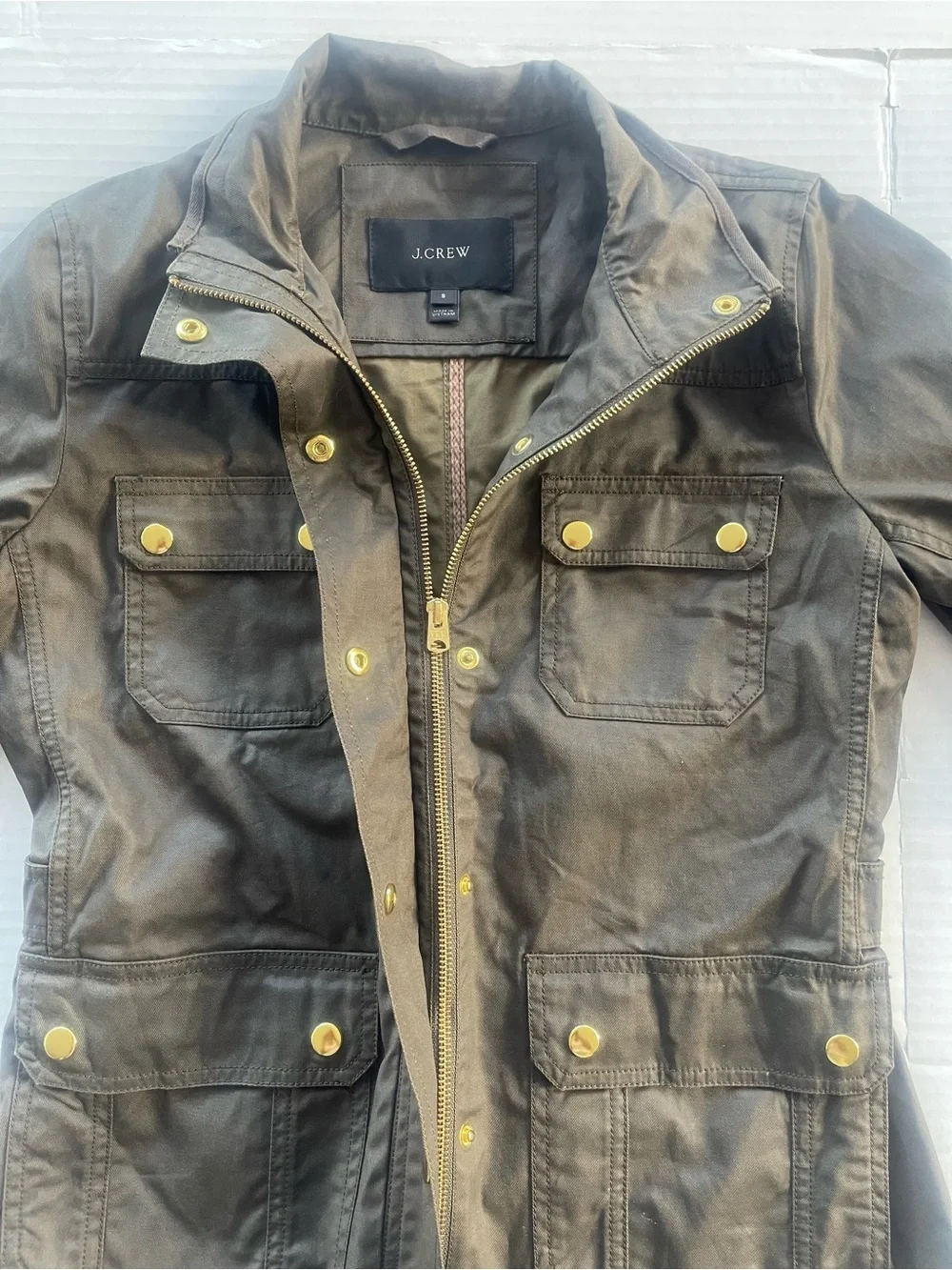 J. Crew Olive Brown Utility Jacket with Gold Hardware